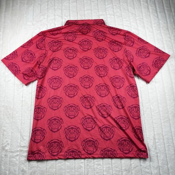 Obnoxious Golf Polo Shirt Men's L All Over Print Monkey Apes Performance Stretch - Picture 2 of 9
